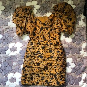 Yellow black marigold Flora LoveHate mini dressXXS